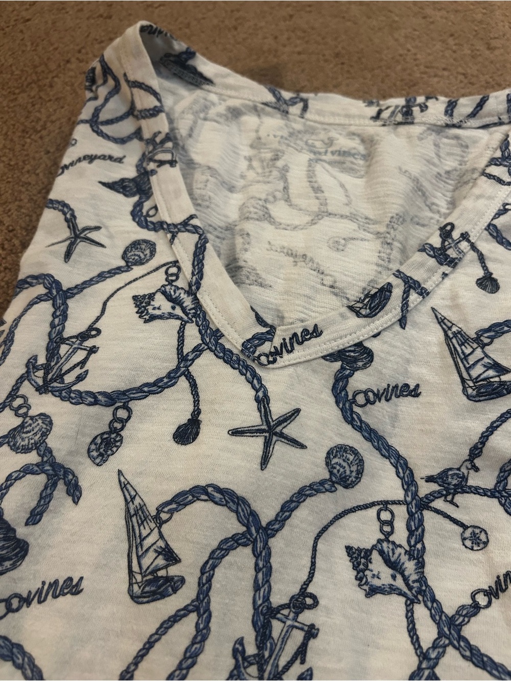 Vineyard Vines Nautical Print V-Neck Top